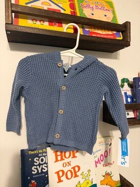 Carter's Dusty Blue Hooded Knit Cardigan